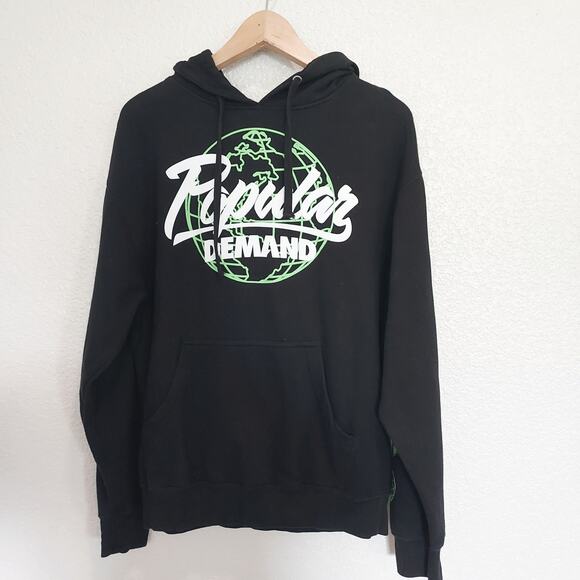 Popular Demand Black Hoodie w/Green Globes Size M - Picture 1 of 8